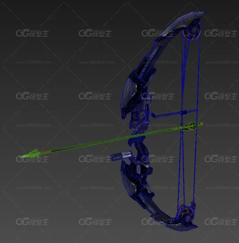 复合弓3d模型 弓弩模型 带绑定动画-3