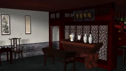 宋代当铺maya模型下载 古代当铺店铺大厅大堂古建场景maya模型 古代商铺内景模型！