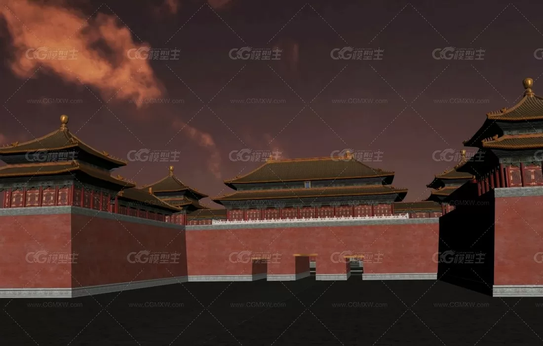 大清国故宫中的午门场景古建筑3dmax模型！-1