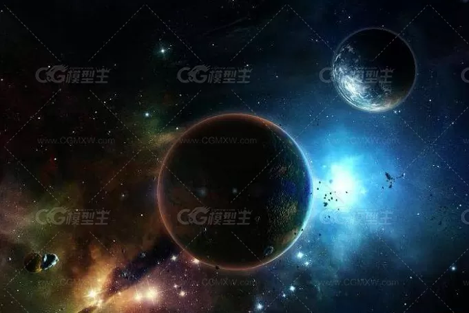 外太空星球爆炸场景3dmax模型！宇宙星球外太空爆炸场景3d模型！灯光材质动画齐全！-1