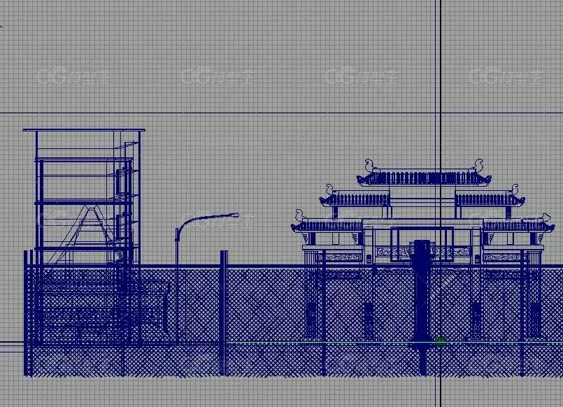 嘻哈涂鸦的街头地下篮球场maya模型下载!含中华门牌坊模型!含材质有贴图!-3