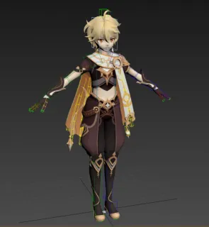 原神 空 3dmax模型 有表情变形器