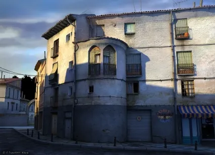 城市街道maya模型带材质下载！有文化气息的街道房子建筑maya模型下载！