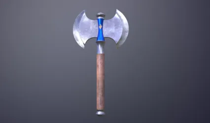 中世纪武器，战斧，刀剑3D模型。