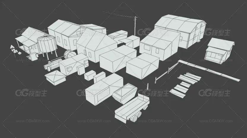 低模建筑3D模型-2