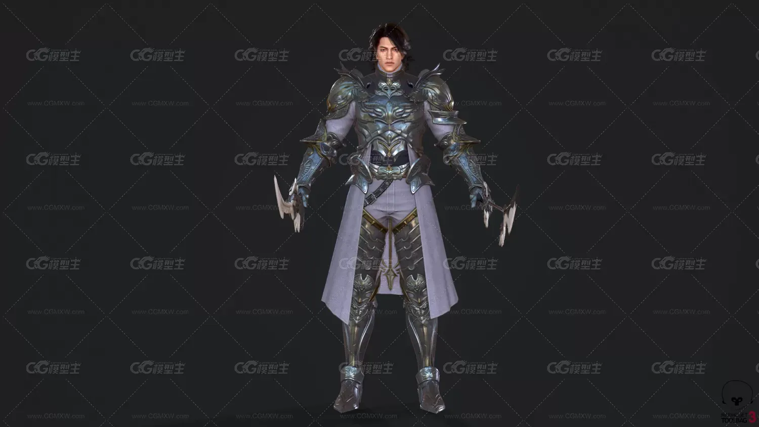 次世代帅哥模型 男刀客 铠甲男战士3d模型-3