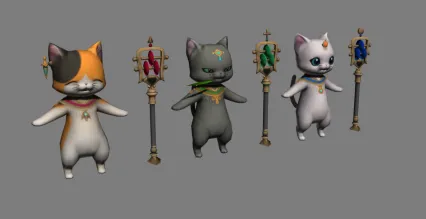 三只可爱 小猫模型