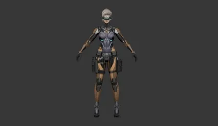 机械机甲科幻女角色模型