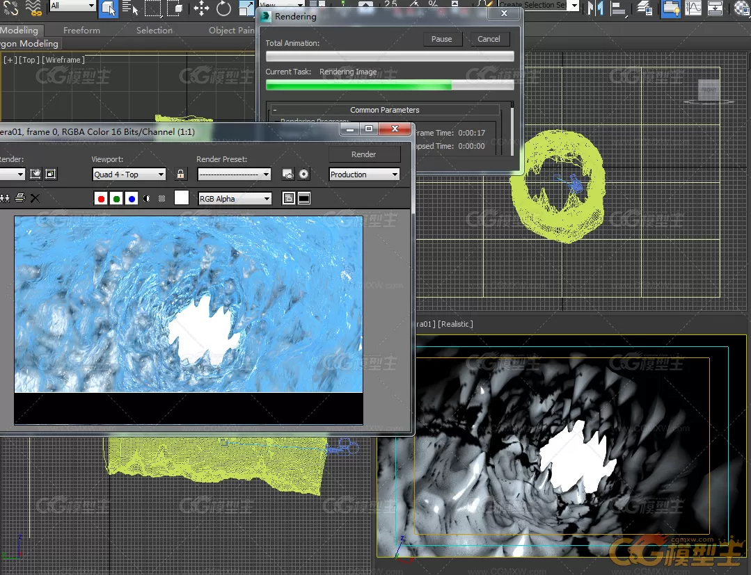 超逼真远古冰溶洞场景3d模型下载！用3DMAX_Raytrace材质创建逼真的冰洞场景含模型！-3