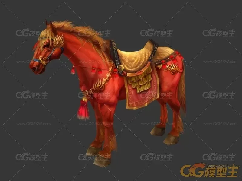 赤兔 汗血宝马 马坐骑 游戏模型-2