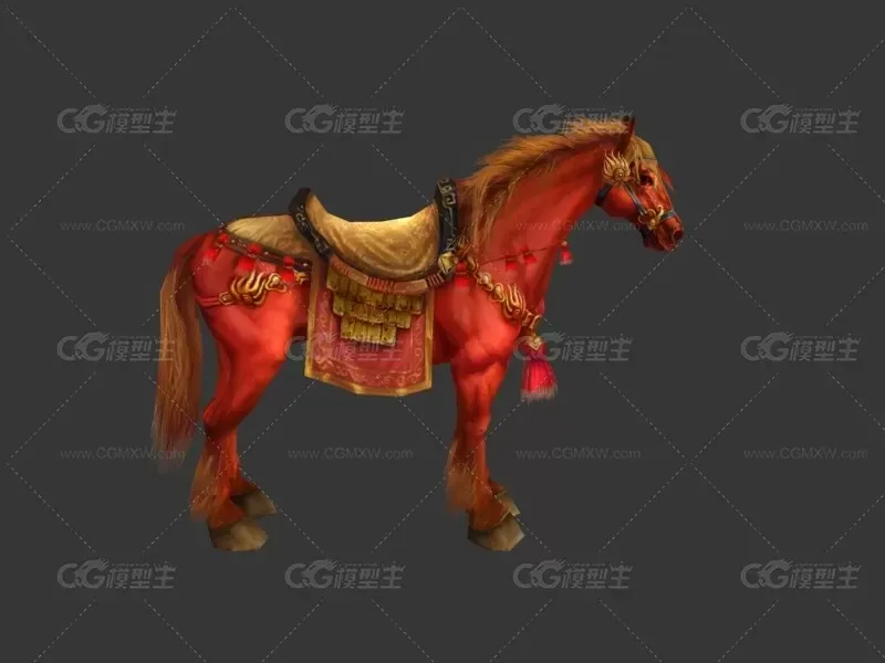 赤兔 汗血宝马 马坐骑 游戏模型-3