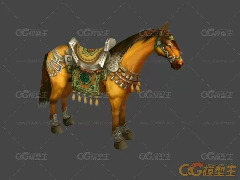 一匹骏马游戏模型 有绑定和动作-2