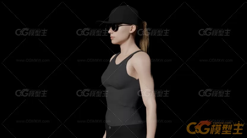 穿运动装的女性3D模型-1