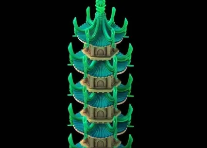 东方仙侠古建筑仙人宝塔建筑3d模型下载!仙界集合点碧落城古塔场合max模型下载!