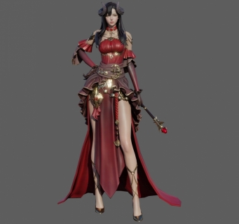 V4 Evelyn 一个漂亮的女法师3dmax模型 有BIP骨骼绑定