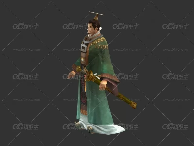 三国刘备3D模型 带绑定和动作-2