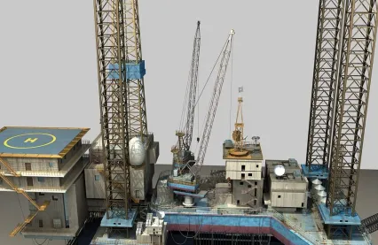 现代化海上石油钻井勘探平台3dmax模型下载！海洋大气天然气勘探开采平台3dmax模型！