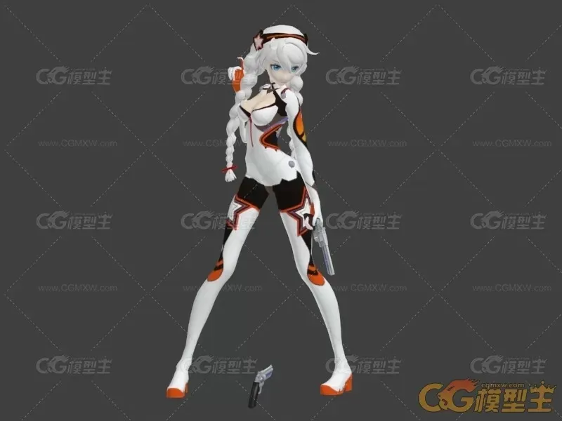 崩3琪安娜 有绑定动画 女枪手 女战士 未来战士 武士 神枪手3D模型-3