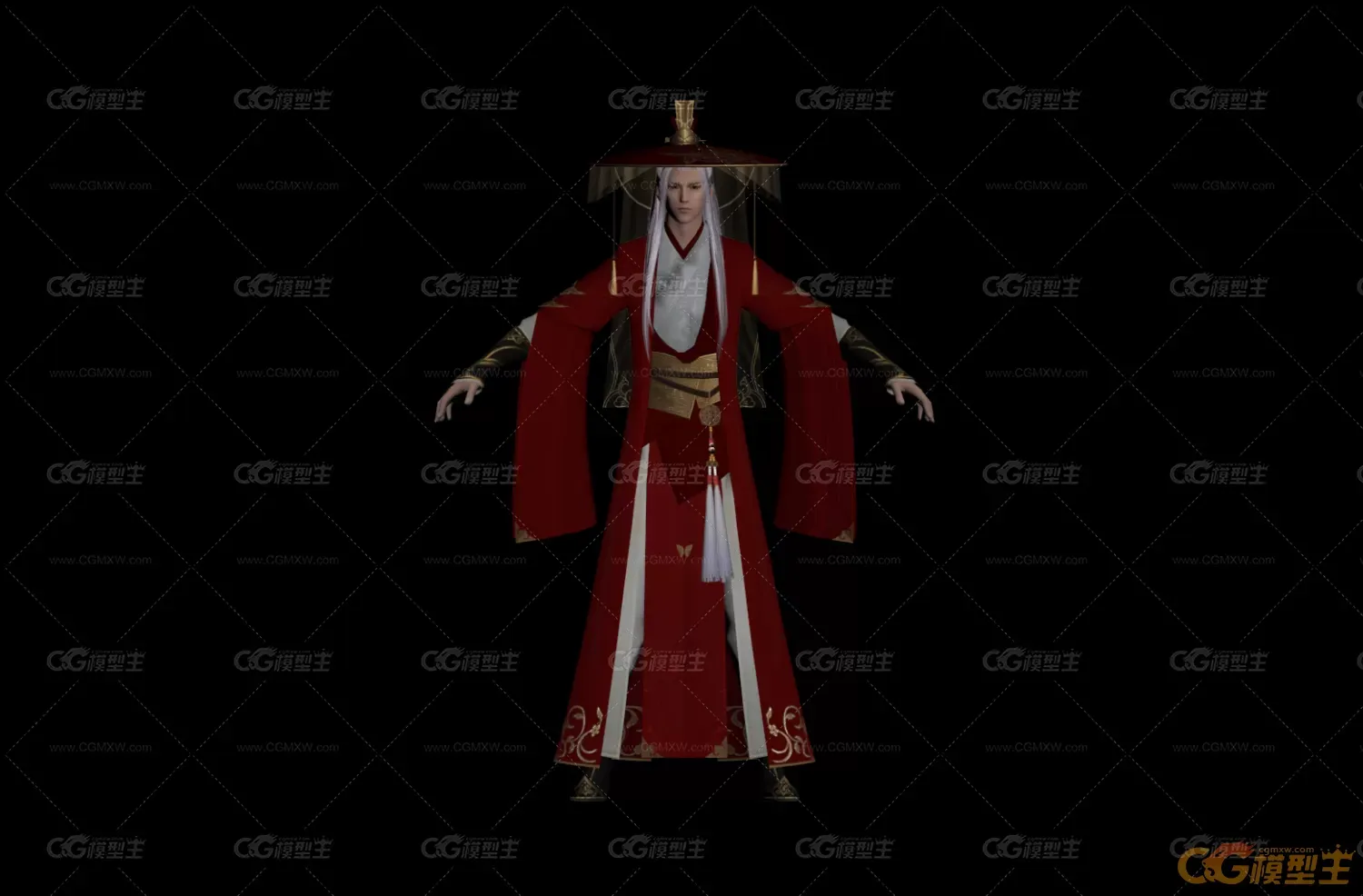 带骨骼绑定的男武侠模型-1