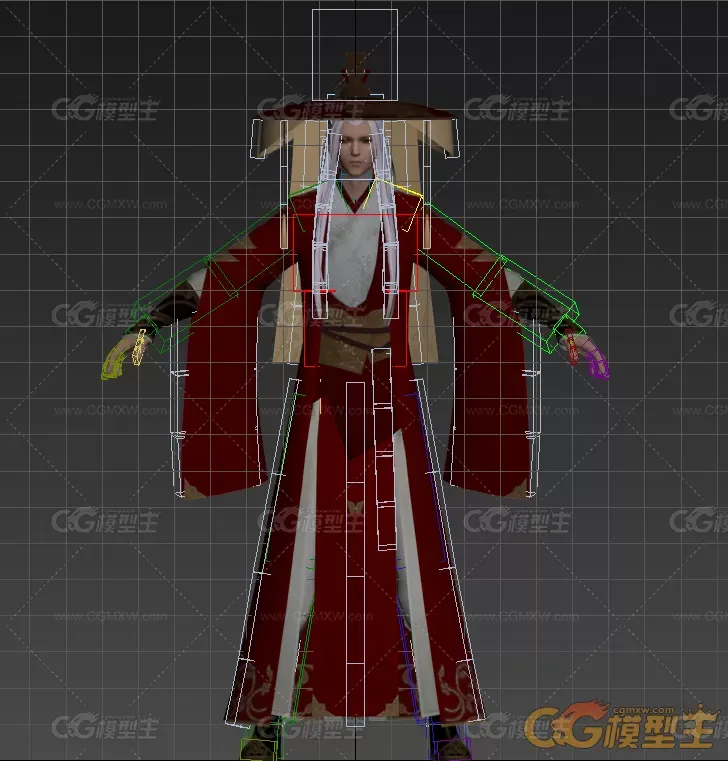 带骨骼绑定的男武侠模型-2