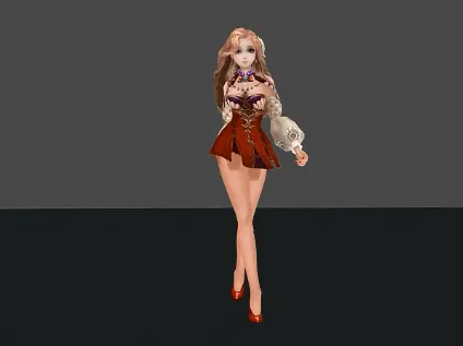 卷发女性走路动作模型文件