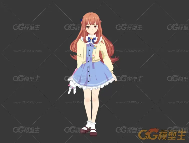 卡通小萝莉3d模型BIP动作-3