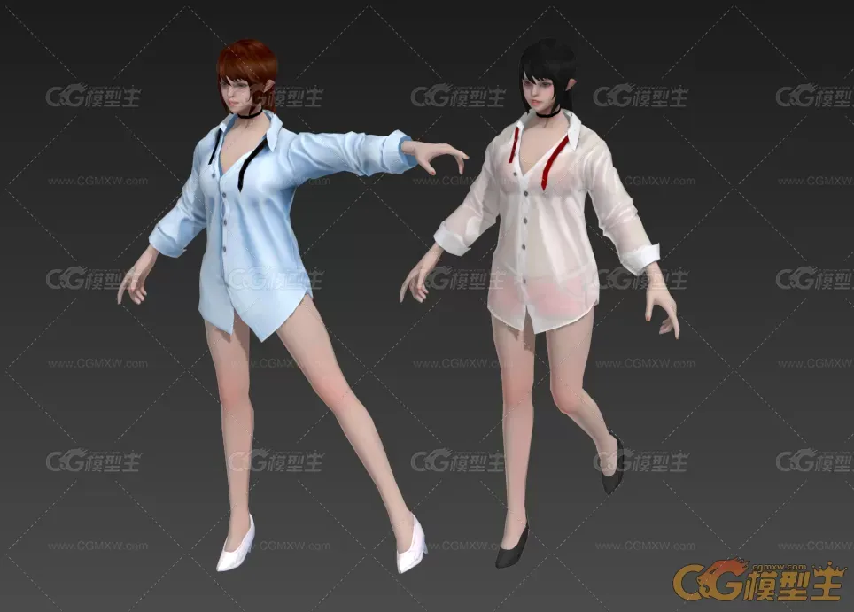 穿衬衣的漂亮女孩子模型-1