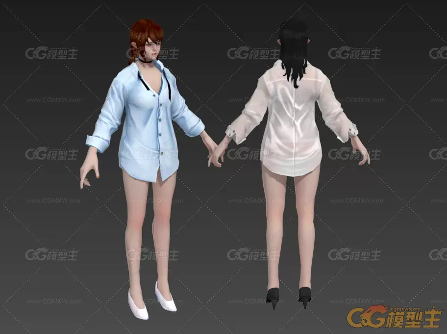 穿衬衣的漂亮女孩子模型-3