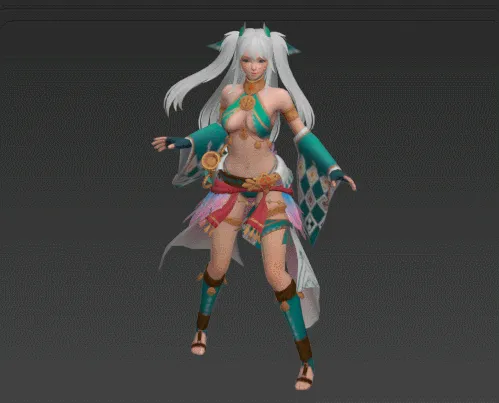 可爱的马尾辫女孩 有绑定动作-2