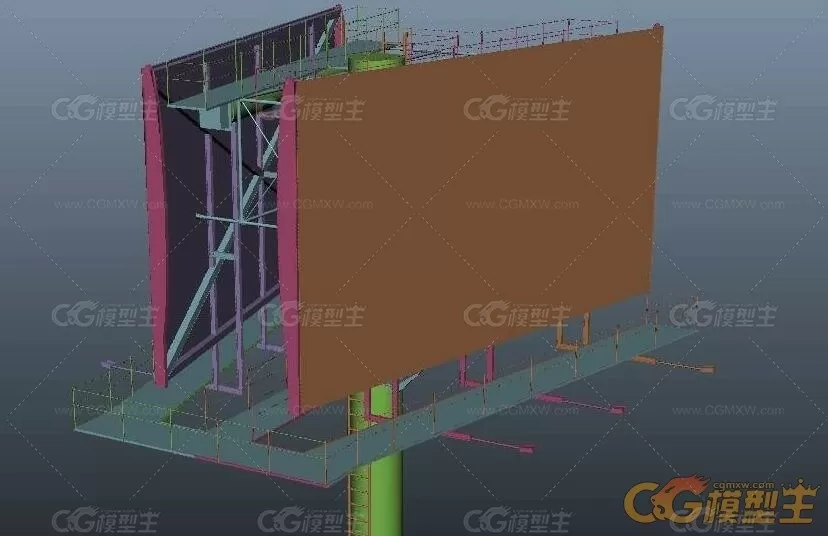 各种公交广告马路十字路口广告牌公路巨型广告牌maya模型下载！-1