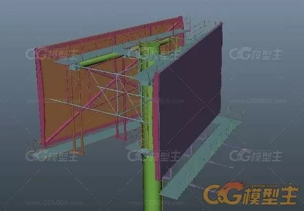 各种公交广告马路十字路口广告牌公路巨型广告牌maya模型下载！-2