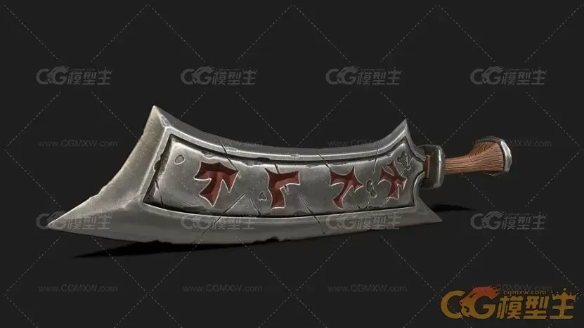 卡通风格大刀游戏素材3D模型-1