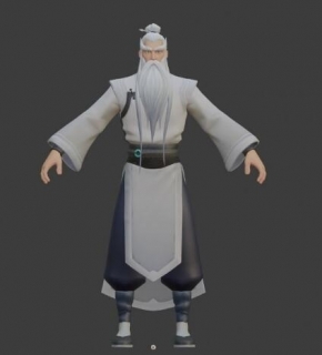 古风武术大师，师父3D模型。