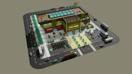 卡通超市，商场3D模型。