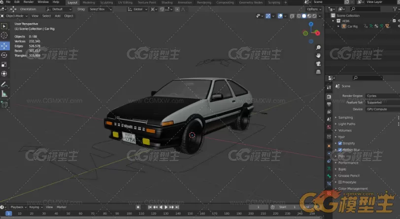 有内部结构的Toyota丰田ae86 《头文字D》汽车3D模型-7