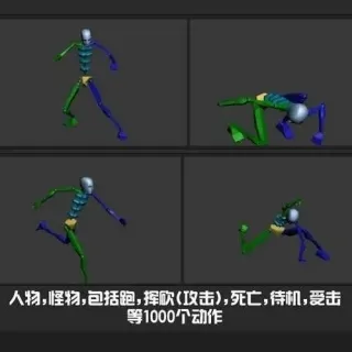 人物,怪物,包括跑,挥砍(攻击),死亡,待机,受击等1000个动作