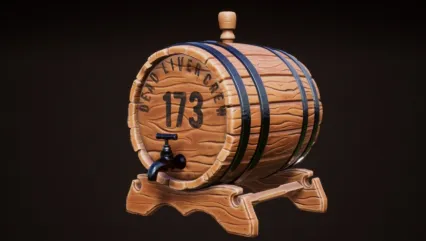 卡通风格啤酒桶3D模型
