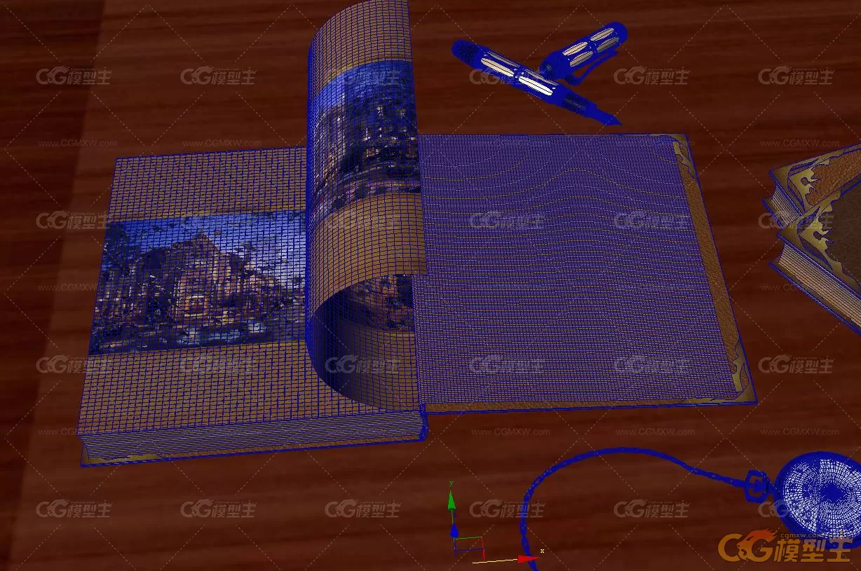逼真写实的古书籍翻书动画max模型源文件下载,3d翻书动画3d模型源文件下载！含动画！-1
