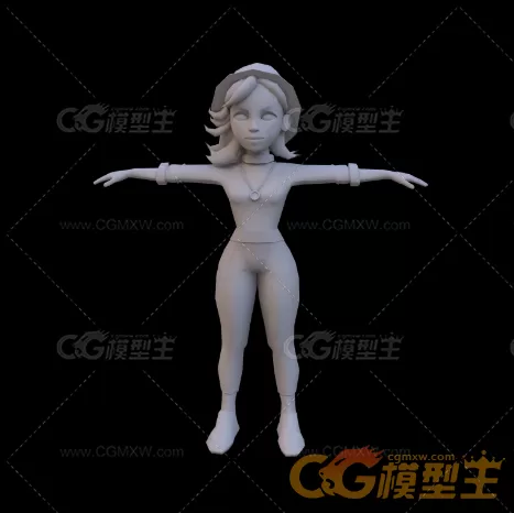 带绑定和动画的卡通女孩3D模型-4