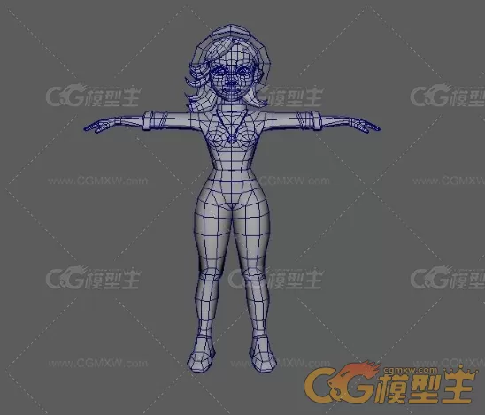 带绑定和动画的卡通女孩3D模型-3