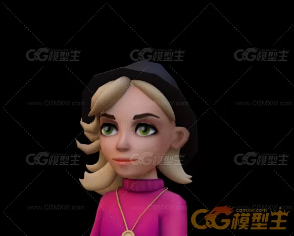 带绑定和动画的卡通女孩3D模型-5