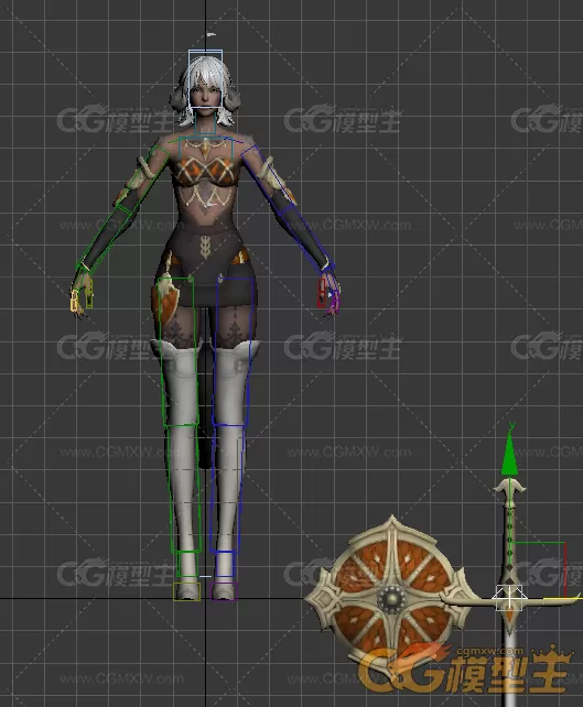 游戏女剑士3D模型 带绑定-1