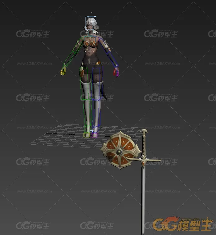 游戏女剑士3D模型 带绑定-2