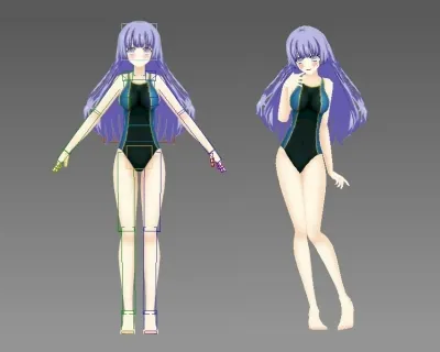 美九水着 已绑定 带5个pose