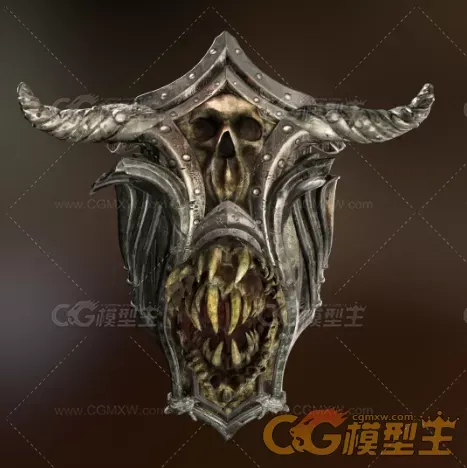 骷髅盾牌3D模型-1