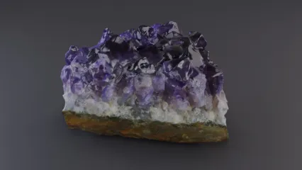 紫水晶石头，矿石3D模型