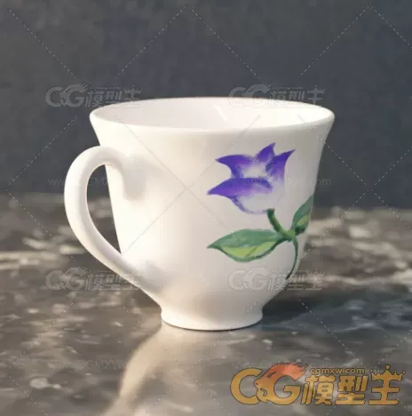 次世代材质茶杯，瓷杯3D模型-2