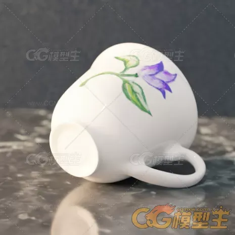 次世代材质茶杯，瓷杯3D模型-4