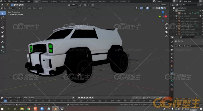 绑定的喷气式汽车3D模型-3