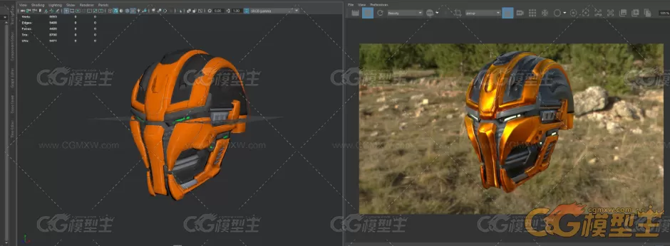 赛博朋克风格头盔3D模型-3